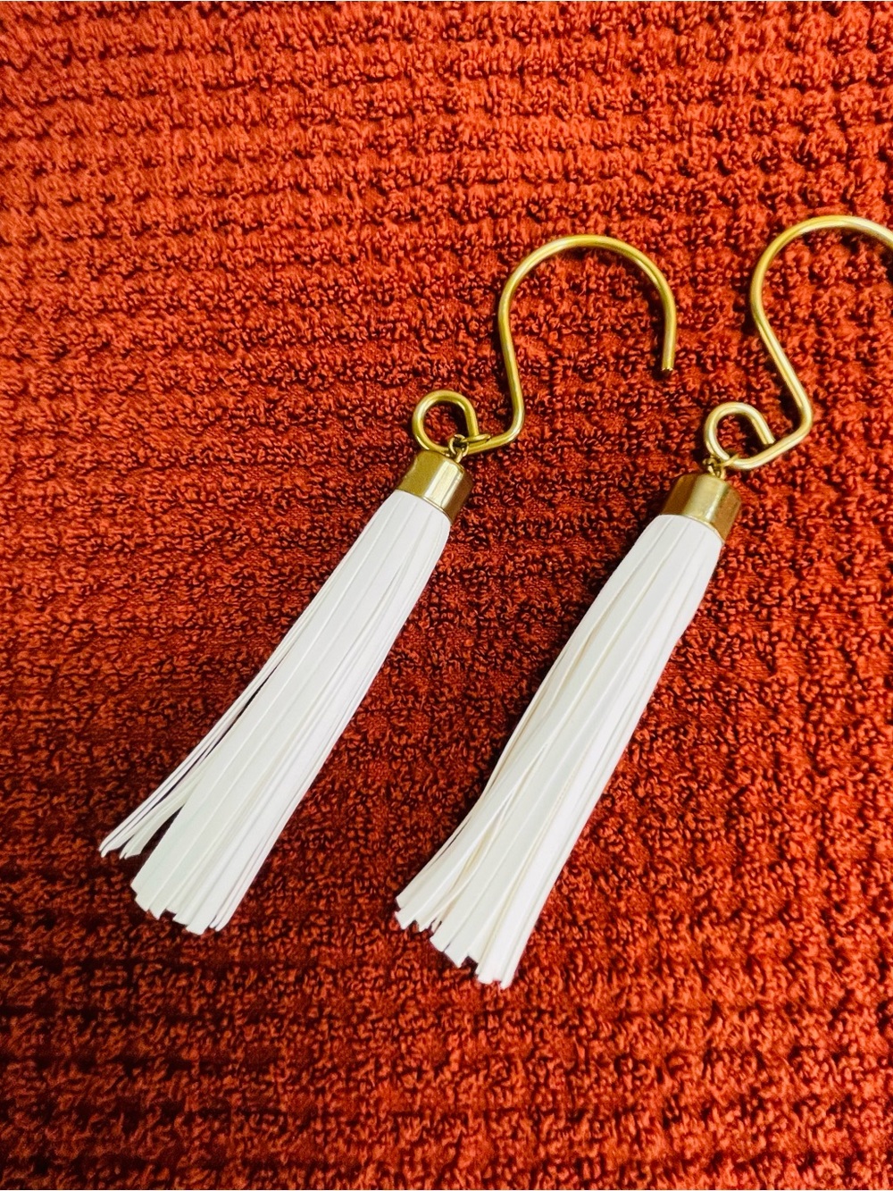 Faux Leather Tassel Shower Curtain Rings Antique Gold set of 12